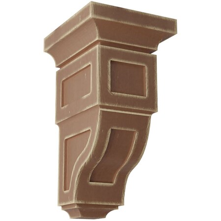 Ekena Millwork 4"W x 4 3/4"D x 8"H Small Reyes Wood Vintage Decor Corbel, Weathered Brown CORWD04X04X08RYBR